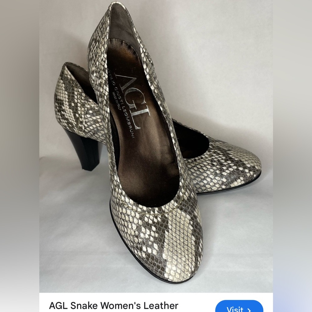 AGL Women's Snakeskin Heels - Black and Cream